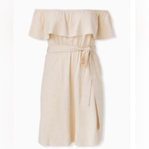 Torrid Off the Shoulder Linen Ruffle Skater Dress